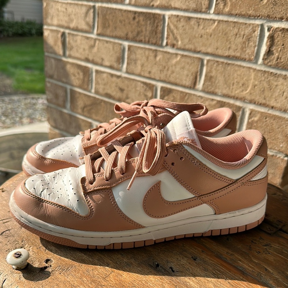 Nike Tan/Rose and White Sneakers with Classic Dunk Silhouette